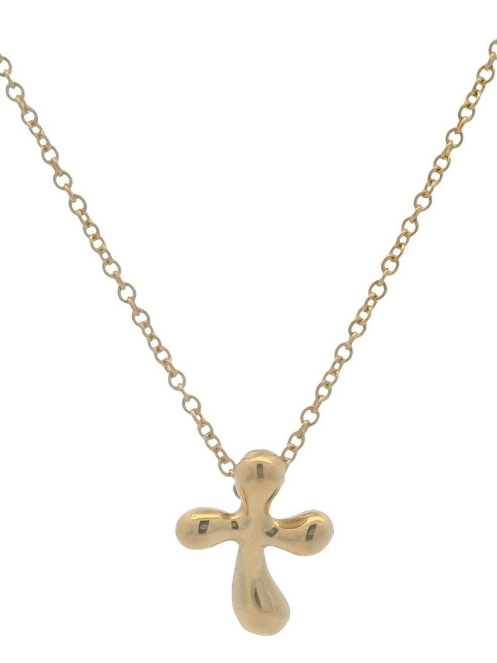 Vintage Tiffany & Co Elsa Peretti 18kt Yellow Gold Cross Pendant 19" Necklace